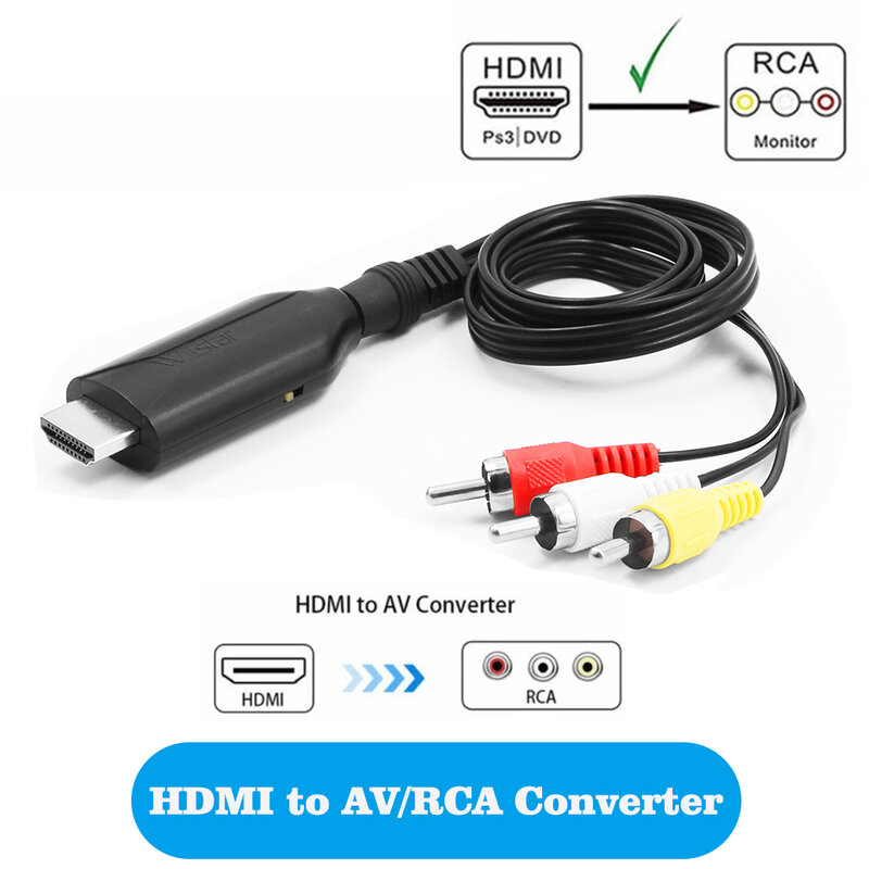 HDMI إلى AV قشارة محول HD فيديو مركب محول صندوق HD إلى RCA AV/CVSB L/R فيديو 4K30HZ دعم NTSC PAL
