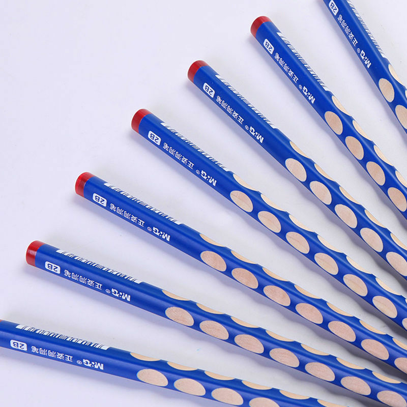 12pcs Morning Light Hole Pen Pencil Triangle Grip 2B Primary School Students Corrected Grip Posture In Kindergarten  Non-toxic