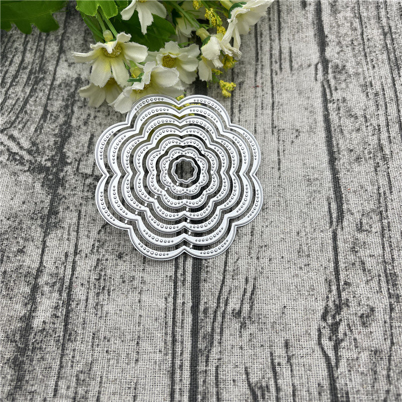 7pçs nova forma de flor de corte de metal dados para diy scrapbooking álbum gravando cartões de papel artesanato decorativo