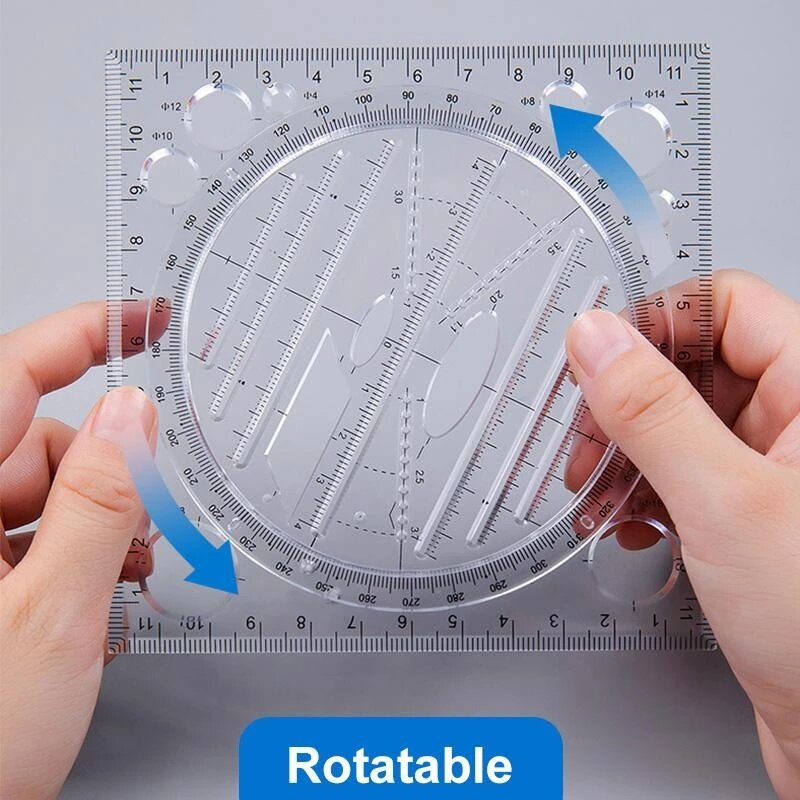 Multifunctional Drawing Ruler Multipurpose Drawing Round Curve Horizontal Parallel Line Vertical Parallel Line School Supplies