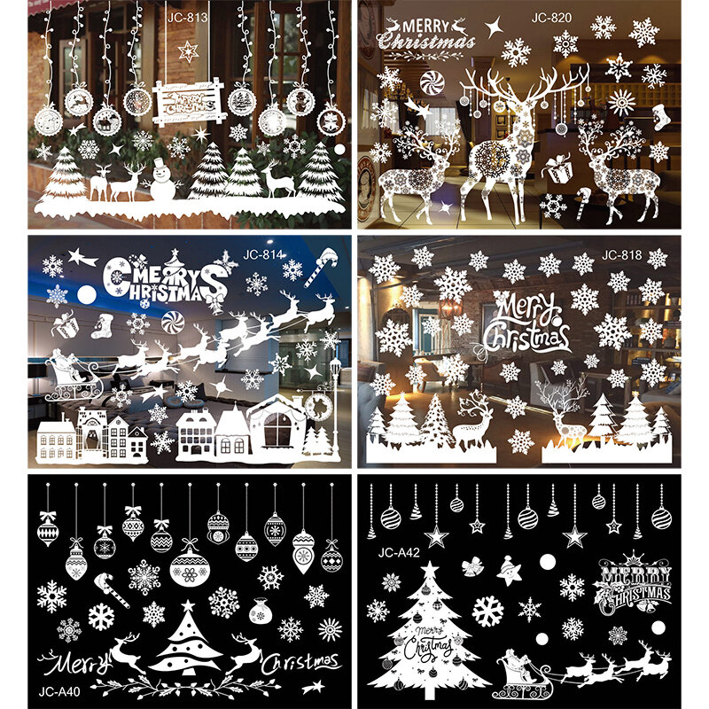 Autocollants de Noël pour la Décoration de Fenêtre et pour la maison, Adhésifs Muraux pour la Chambre d'Enfant, Nouvel An