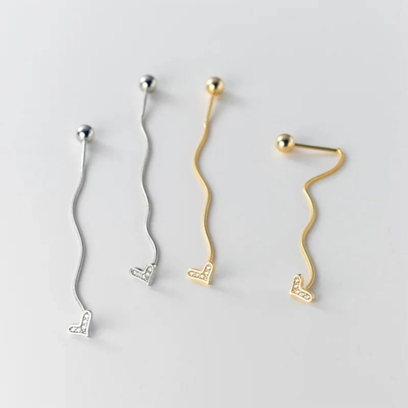 WANTME – boucles d'oreilles romantiques en argent Sterling 925 pour femme, bijoux en forme de cœur, os de serpent, à perles rotatives