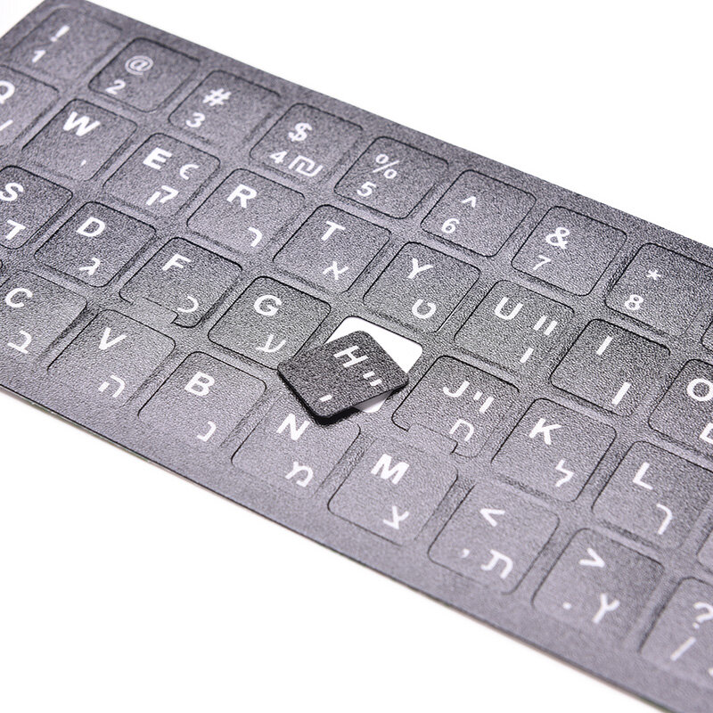 Stiker Keyboard Huruf Putih Ibrani Huruf Inggris Berpusat Berkualitas untuk Komputer Desktop Toetsenbord Beschermende Film Selandia Baru
