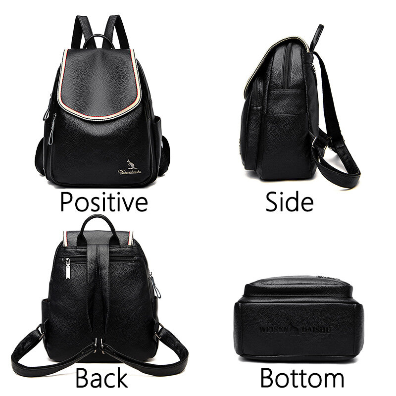 Brand Luxury Backpacks Soft Leather Waterproof Bagpack Preppy Style Young Student Bags Multifunction Mochilas Feminina Sac A Dos