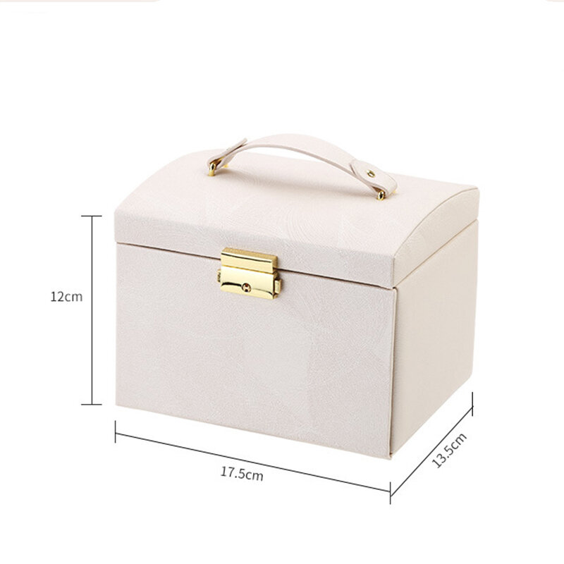 New Jewelry Box Large Capacity Leather Storage Drawer Type Jewelry Box Earring Ring Necklace with Mirror Watch Jewelry Organizer