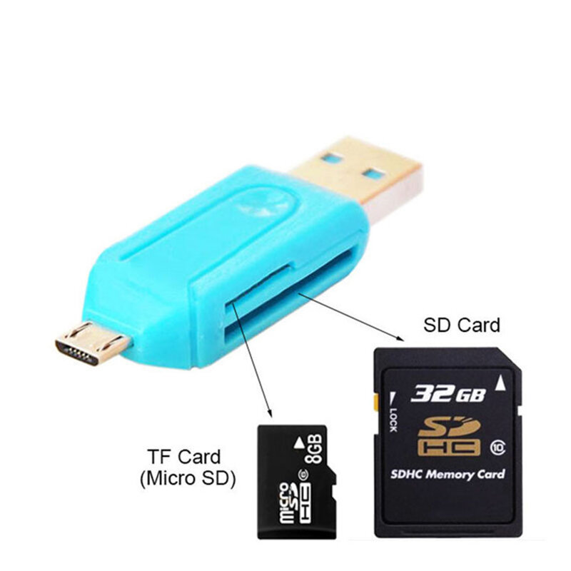 Кардридер Micro USB и USB 2 в 1, высокоскоростной, USB 2,0, универсальный, OTG, TF/SD, для компьютеров Android