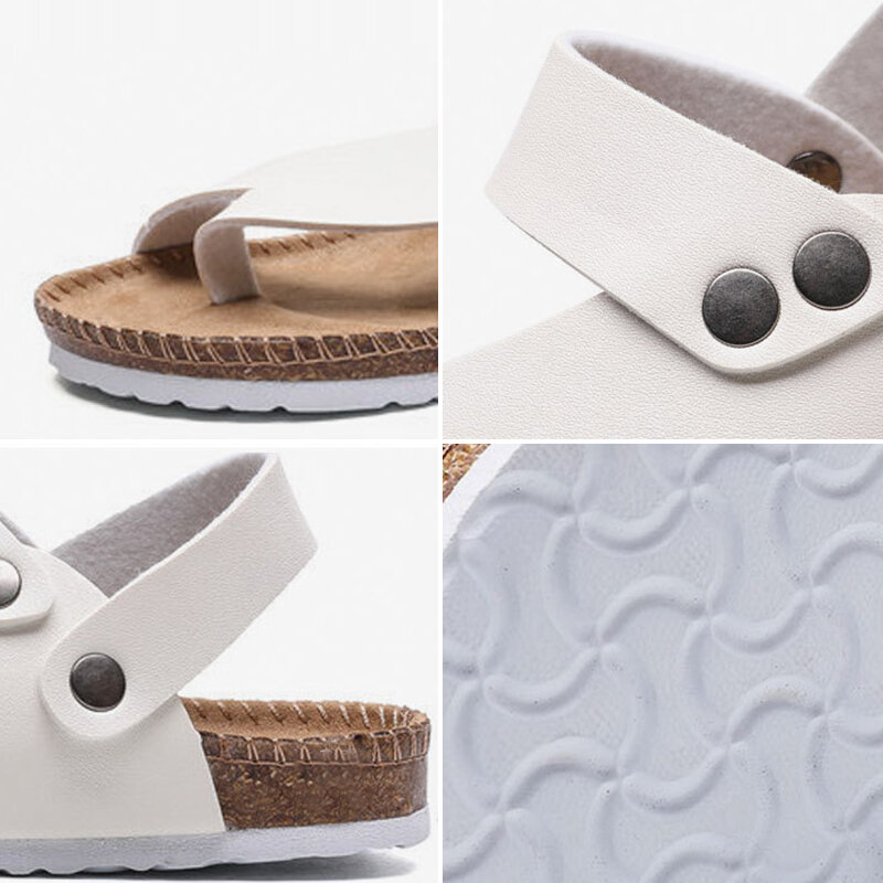 Sandalias de piel sintética con correa trasera para hombre y mujer, zapatos cómodos de suela suave y color liso, talla grande 45, verano, 2021
