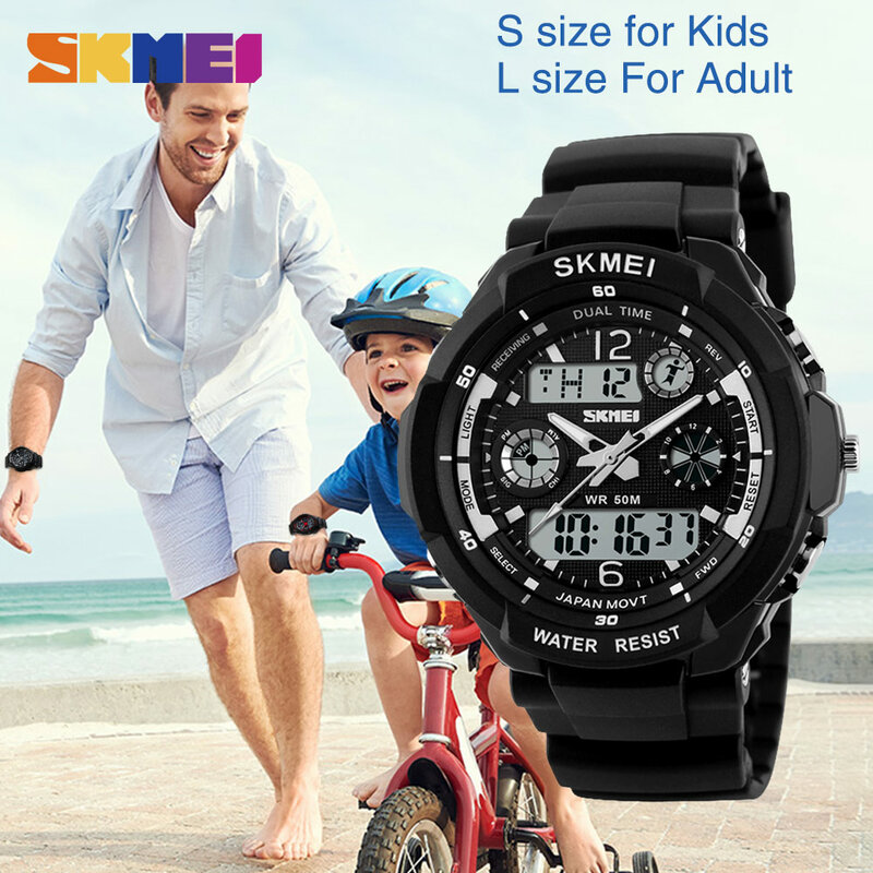 SKMEI นาฬิกาเด็ก2021แฟชั่นกีฬากลางแจ้งนาฬิกาข้อมือเด็กดิจิตอลสัปดาห์วันที่กันน้ำกันกระแทกเด็...