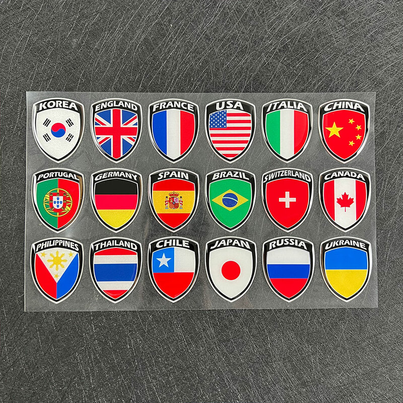 Stiker Bendera Reflektif 3D Bagian Sepeda Motor Stiker Mobil Inggris Italia Prancis Rusia Spanyol Brasil Korea Selatan Jepang Chili Amerika Serikat Ukraina