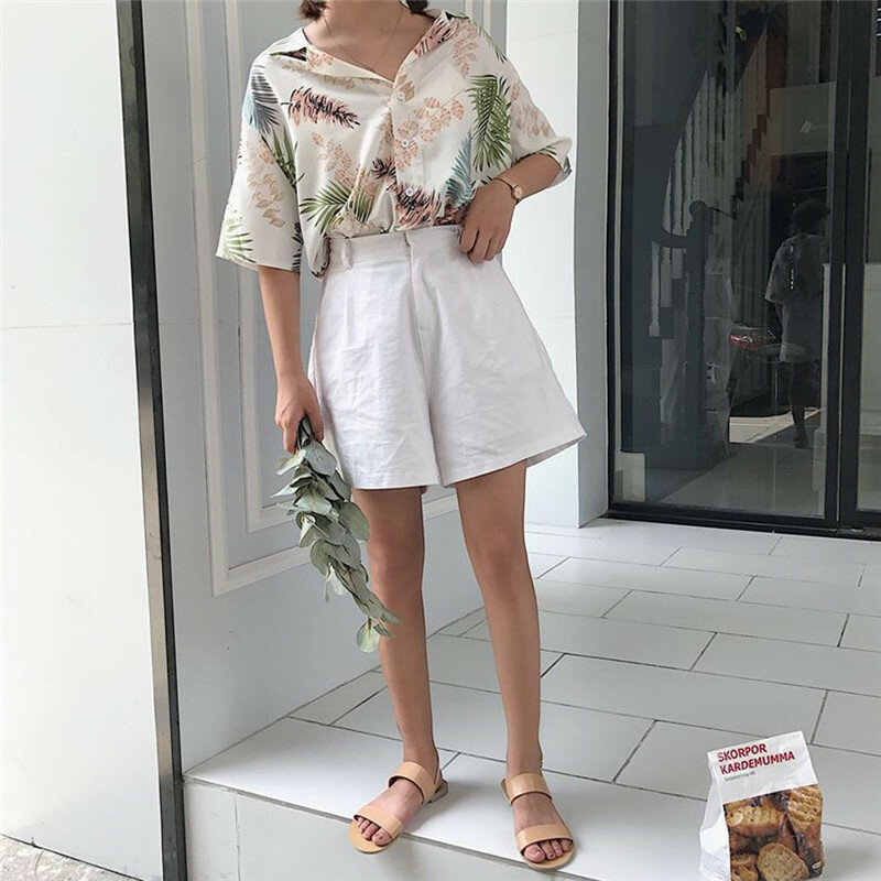 Sommer Neue Weibliche Hawaiian Fashion Floral Kurzarm Shirts Damen Lose Beiläufige Tops Chiffon Blusen Eine größe