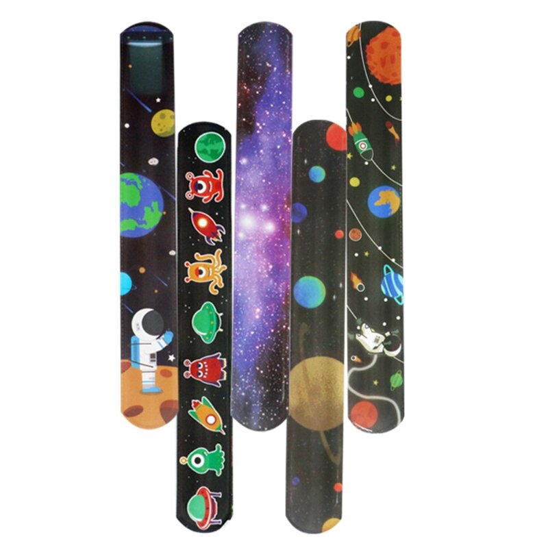 Space Slap Bracelets Classroom Prizes Exchanging Gifts for Children Teenagers Snap Bands Party Decorations Favors Novelty Gadget