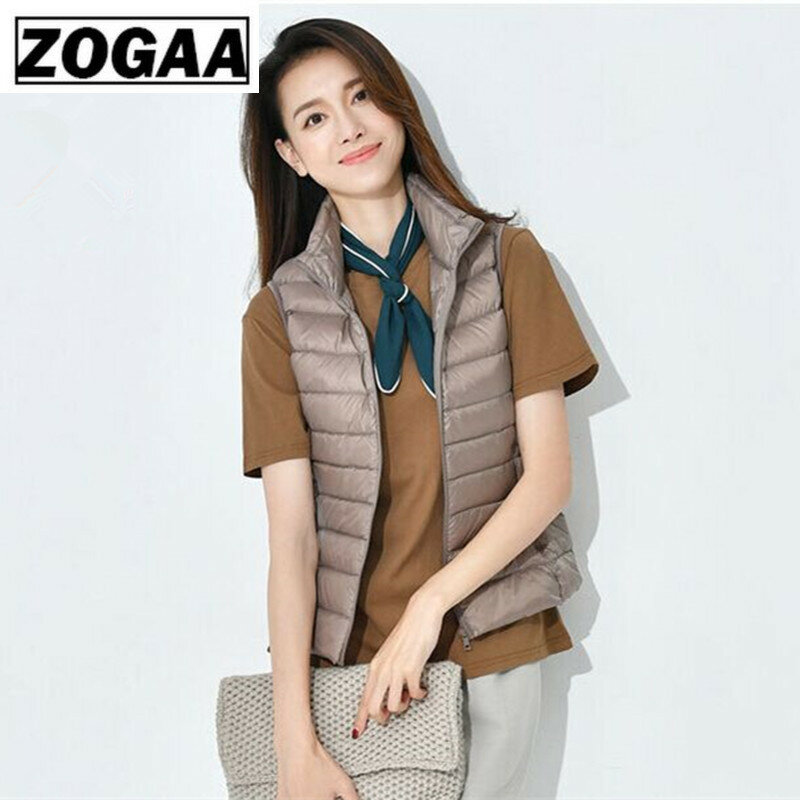 Zogaa marque femme hiver gilet coton sans manches femmes vestes 12 couleurs ultraléger doudoune gilet d'extérieur manteau chaud