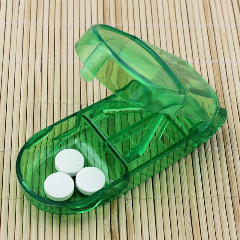 Kotak Pemotong Pil Portabel Kotak Obat Nyaman Tablet Pemotong Pemisah Obat Pemegang Pil Kotak Pemotong Pil
