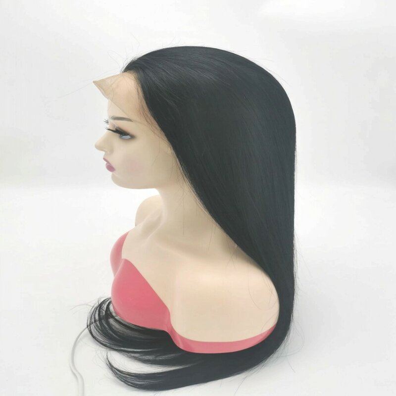 Perruque Lace Front Wig naturelle brésilienne Remy, cheveux lisses, 13x4, pre-plucked, avec Baby Hair, 180%