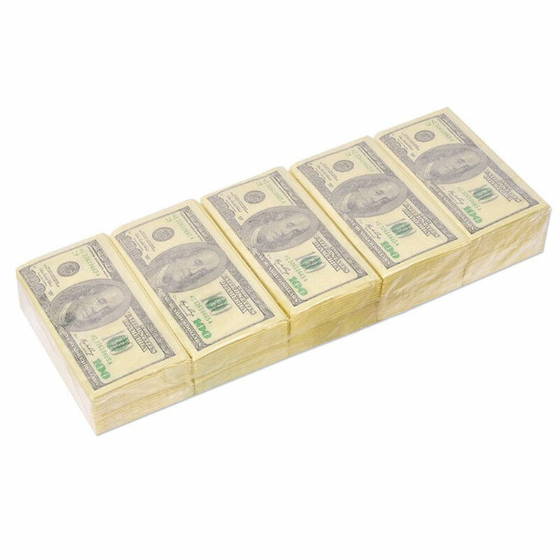 10 Stuks Creative Grappige 100 Dollars Geld Gedrukt Papier Servetten Dikke 3 Lagen Wc Bad Pocket Tissue Papier Feestartikelen