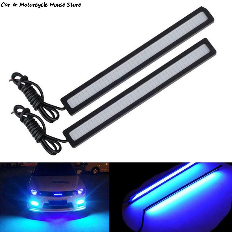 Luces LED COB impermeables para coche, lámpara de conducción antiniebla DRL, azul, superbrillante, 12V, 17cm, 1 ud.