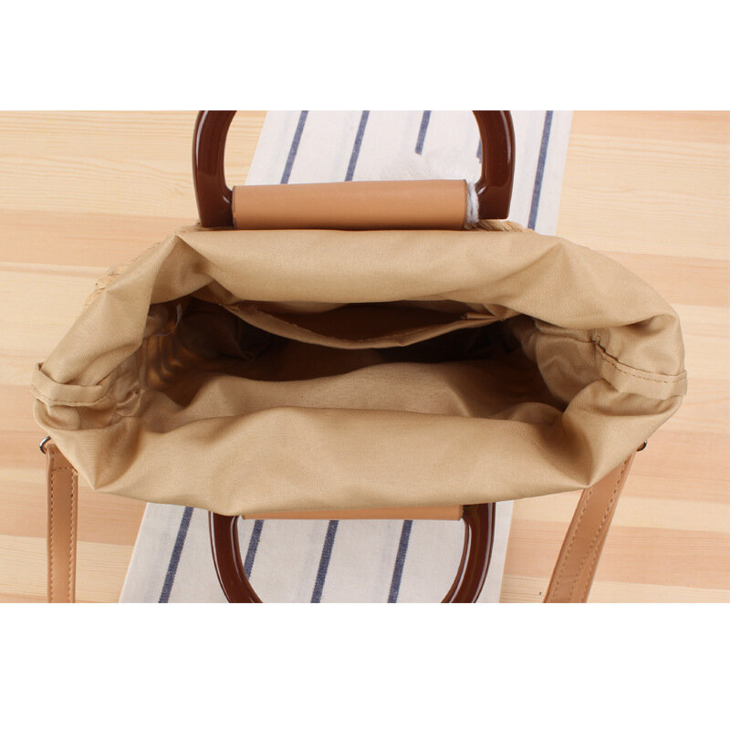 23x21cm bolsa de mão com carregamento duplo, bolsa pequena de tecido com borla transversal casual férias bolsa de palha a7149