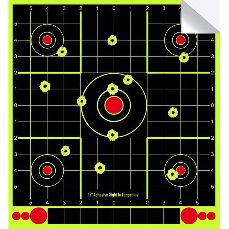 12"x13" Splatter Splash Sticker Targets for Borsighting & Zeroing in Your Optics Rifle Scope 10 Pcs Per Pack. 1" Grid-3 Option