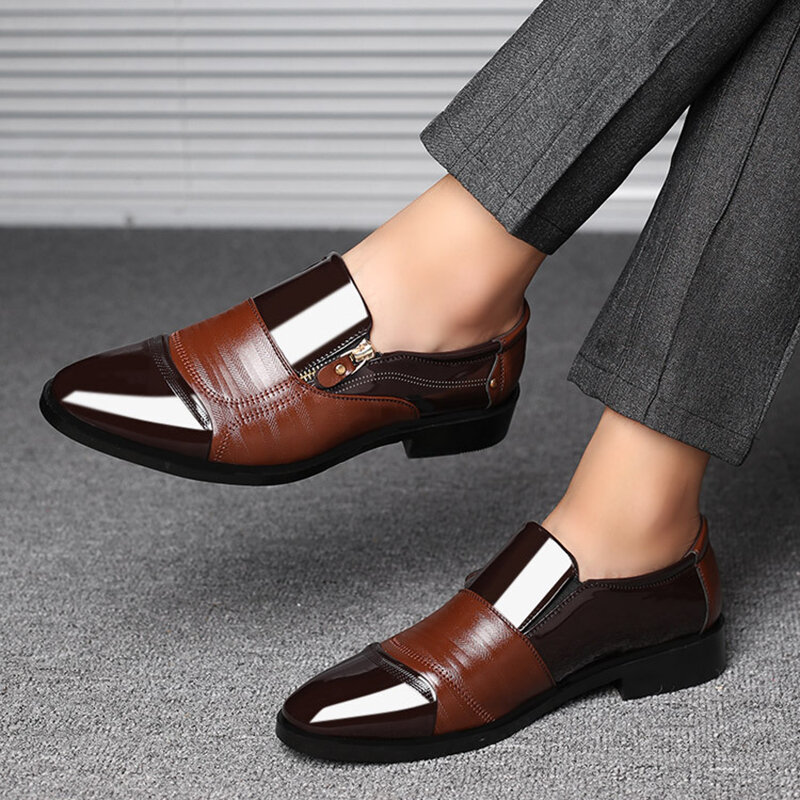 Классические деловые мужские туфли Mazefeng, Модные Элегантные Формальные Свадебные туфли, мужские туфли-оксфорды без шнуровки для офиса, черные