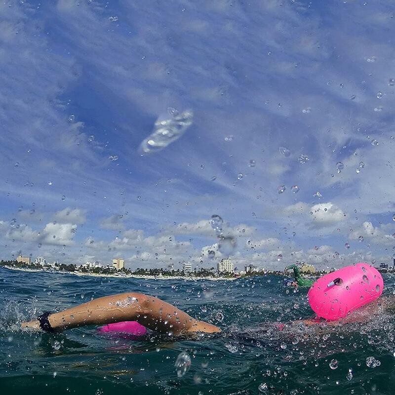 Pvc高可視性オープン水水泳インフレータブル防水バッグインフレータブル空気フロート水泳スイマーブイ