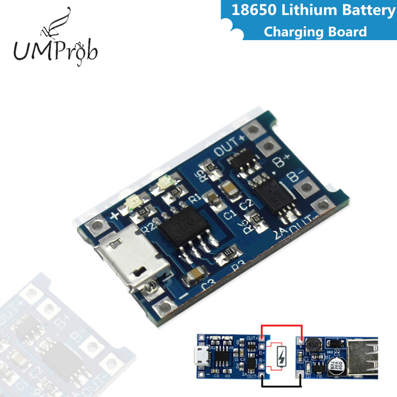 Placa de carregamento da bateria do lítio, módulo do carregador, micro USB, 18650, 5V, 1A