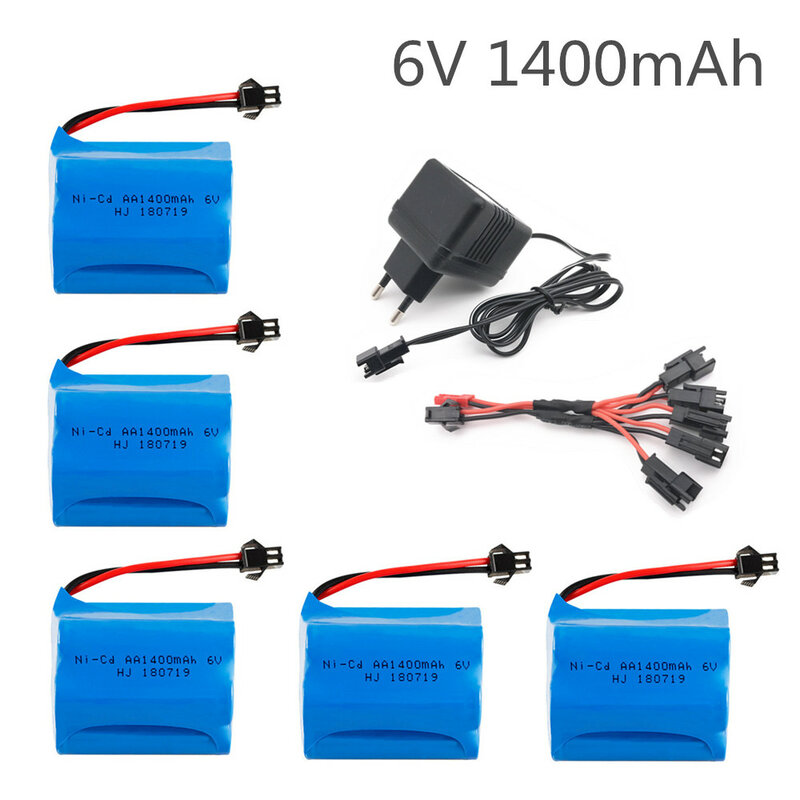 6v 1400mah Ni-CD Battery with Charger For Rc toys Trains Robots Boats Cars Tanks Guns tools AA 700mah 6v Rechargeable Battery