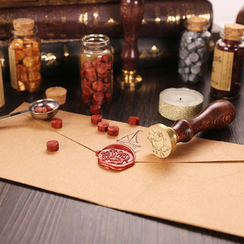 100PC Retro Sealing Wax Stamps Octagon Wax Beads Scrapbooking Materials Envelopes Wedding Birthday Party Invitation Decor Stamps