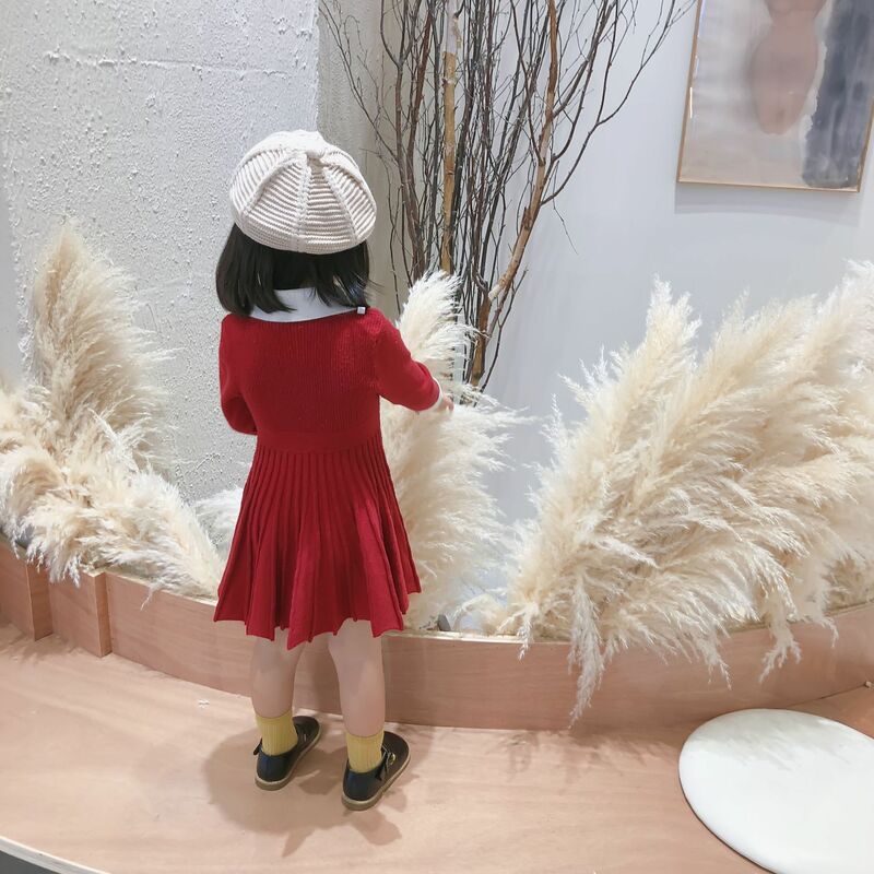 2019 가을 겨울 소녀 양모 니트 스웨터 아기 소녀 드레스 소녀 드레스 파티와 결혼식 아기 소녀 옷