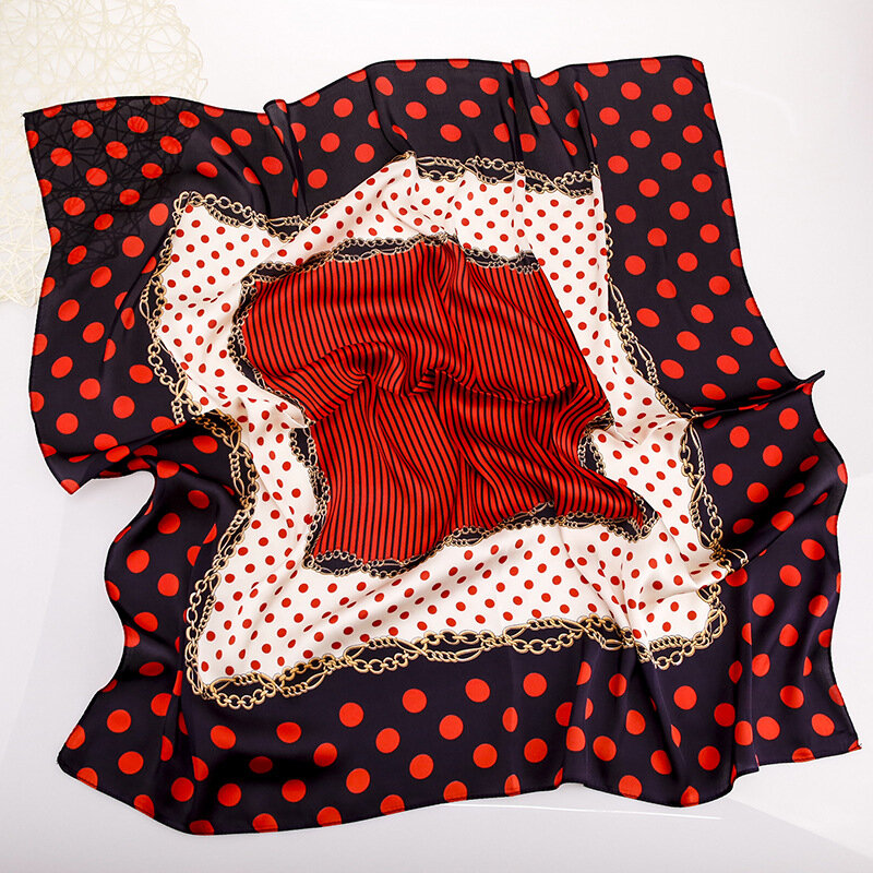 Yishine – foulard carré imprimé chaîne à pois, bandeau Bandana pour femmes, 70x70cm, 2021