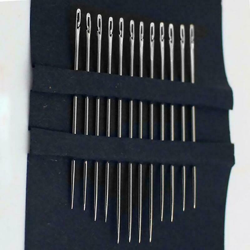 Um segundo-agulhas auto rosqueando agulhas mão costura reparação conjunto de 12 agulhas de pano