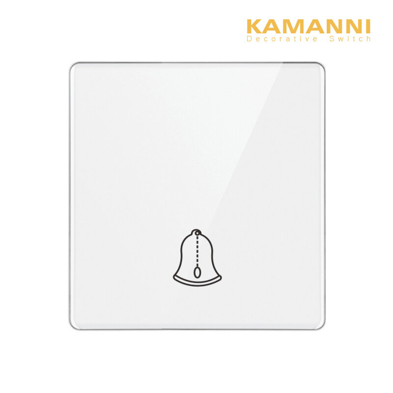 KAMANNI-Interruptor de timbre de pared, tamaño 86mm x 86mm, botón de recordatorio para el hogar, Panel de cristal de vidrio templado, interruptor de botón de Reinicio automático