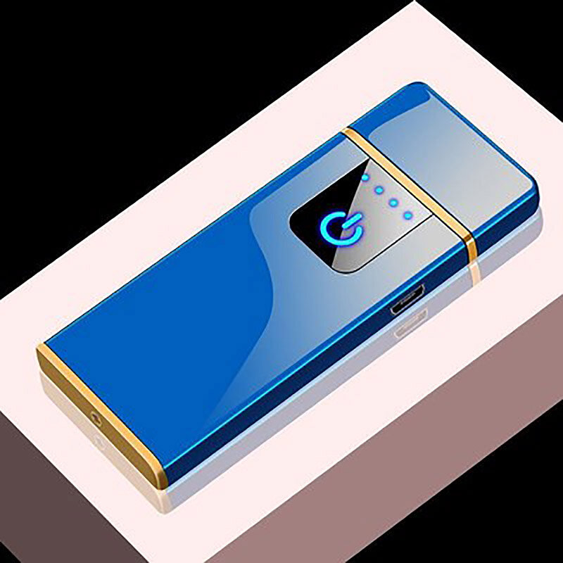 Usb Aansteker Touch Inductie Ultradunne Mini Opladen Lichter Winddicht Creatieve Oplaadbare Elektronische Metalen Aanstekers