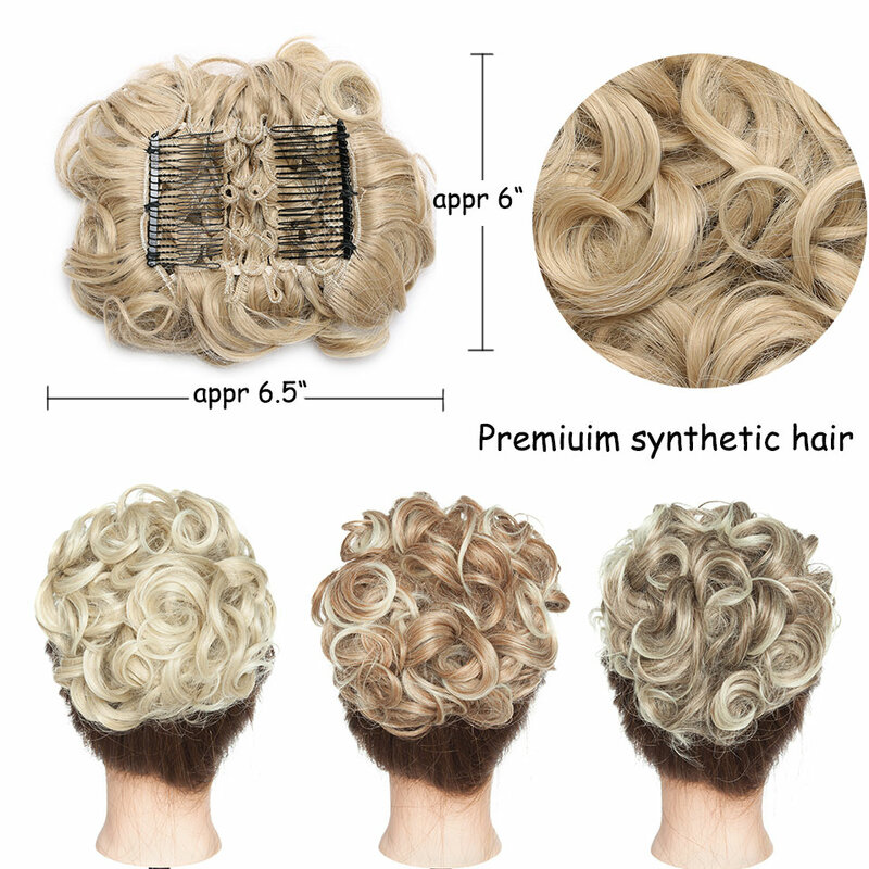 S-noilite syntetyczny duży klips grzebieniowy w treska z kręconymi włosami Chignon kawałki włosów kobiety Updo Cover przedłużacz do włosów przyrząd do koka z włosów