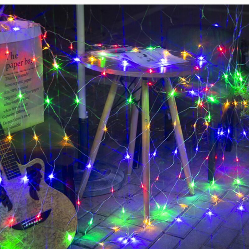 LEDカーテンライト,2m x 2m,144ダイオード,妖精,クリスマス,結婚式,パーティー,木の装飾,オプションの4色