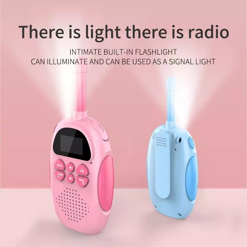 Walkie-talkie portátil para niños, Radio UHF con cordón, Mini interfono, juguete, regalo de cumpleaños, 3KM de alcance, 2 unidades por juego
