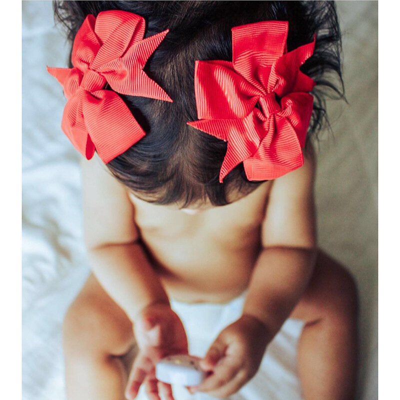 Lovely Baby Girls stampa stile floreale fiocco clip di capelli copricapo bambini carino forcine in cotone accessori per capelli