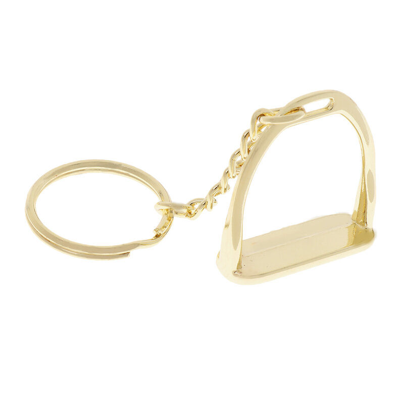 Liga de zinco ouro ocidental chaveiro estribo chave anel gancho mochila hangbag decoração ferramenta equina engrenagem 8cm