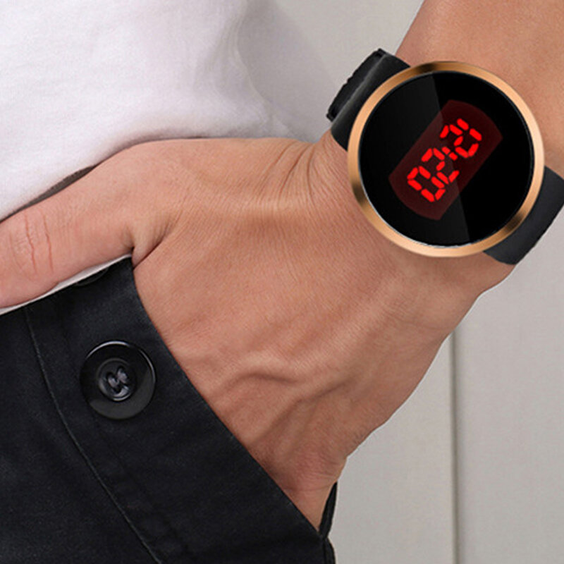 Unissex led tela de toque relógio masculino choque resistir digital relógio esporte homem pulseira silicone montre homme zegarek meski