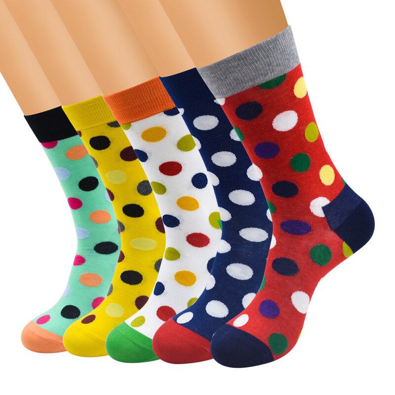 Qisin-Calcetines coloridos de algodón con lunares para hombre, medias divertidas para mujer, informales, Harajuku, 1 par