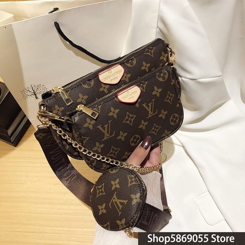 Lujosos bolsos de mano Louis Vuitton LV de piel para mujer, bolsos de marca de diseñador, de 3 piezas miniconjunto, bolsos de hombro de gran capacidad para mujer