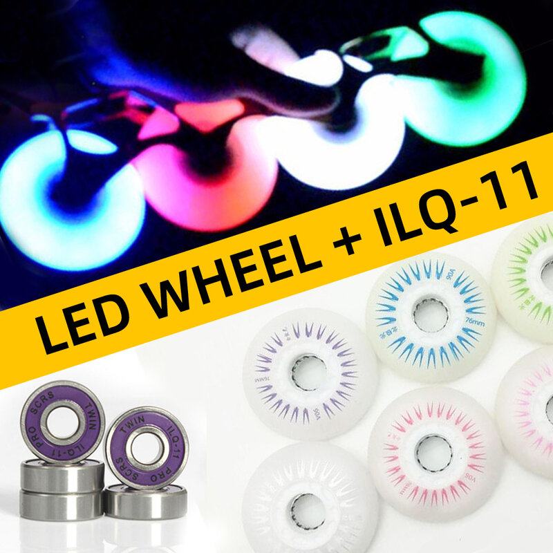 LED Flash patins de rodas, rodas de patins, pneu FSK para SEBA alta HV HL FRM e FR Patines, 72mm, 76mm, 80mm, ILQ-11 Rolamento, 4PCs