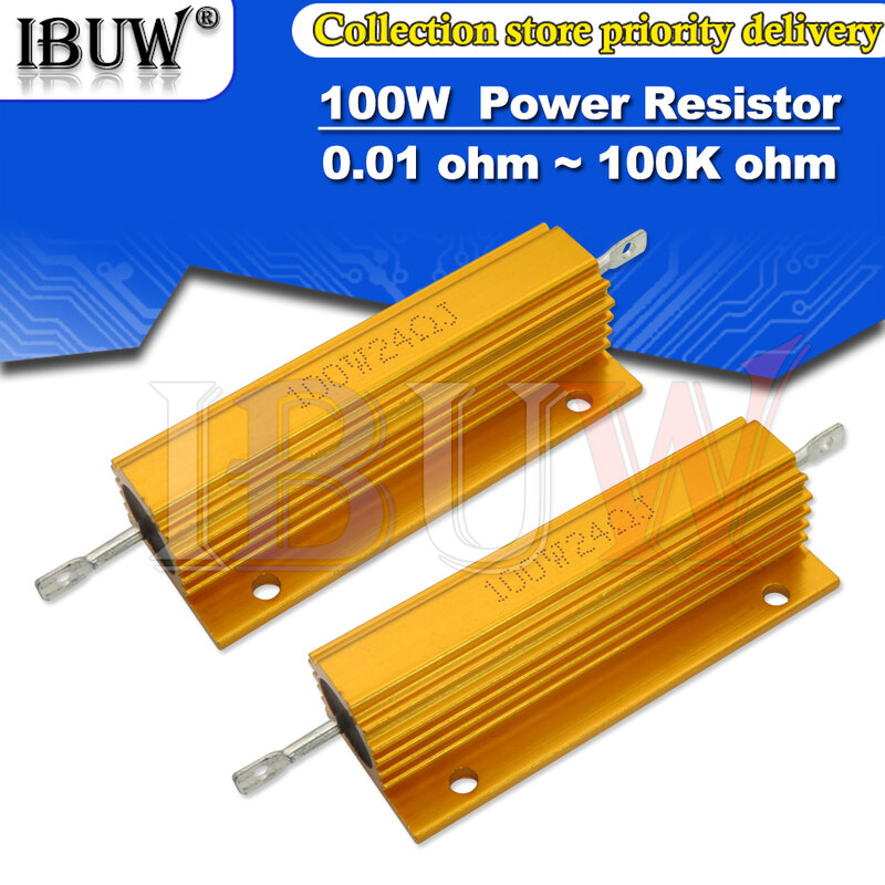 100W 0.01 ~ 100K Aluminium Power Metal Shell Case Wirewound Resistor 0.1 0.5 1 1.5 2 6 8 10 20 100 150 200 300 1K 10K Ohm RX24