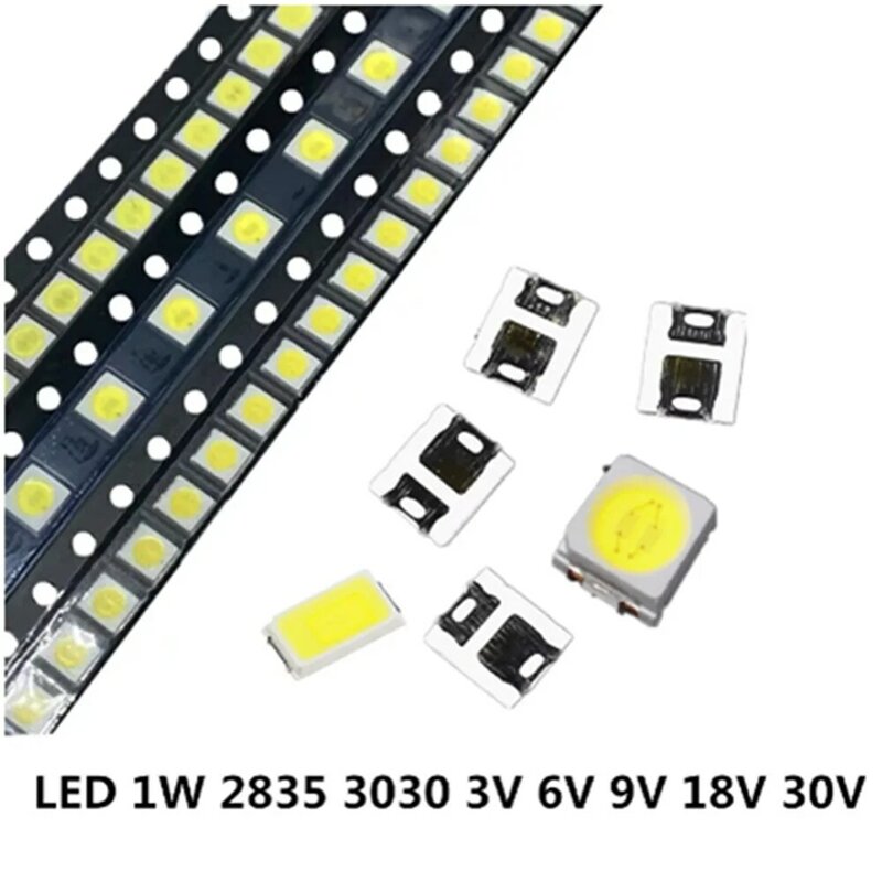 SMD LED 2835 3030 5730 칩, 0.5W, 1W, 3V, 6V, 9V, 18V, 36V, 140LM 비즈 라이트, 따뜻한 흰색 표면 마운트, PCB 발광 다이오드 램프, 110 개