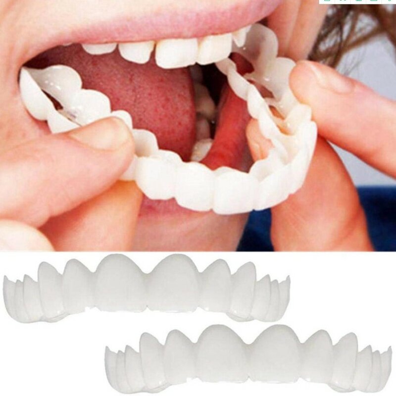 Dental superior e inferior dentes falsos cobrir perfeito sorriso folheados conforto ajuste flex dentadura cintas dentes clareamento yh2250