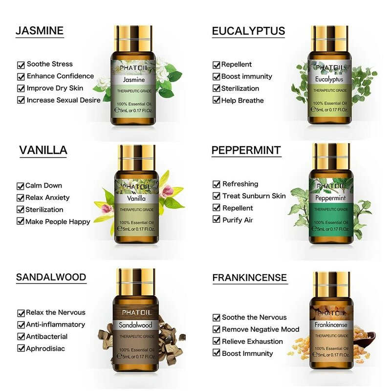 5ml Lavender Vanilla Essential Oil Diffuser Pure Natural Tea Tree Essential Oils Rose Sandalwood Ylang Ylang Shea Butter Oil