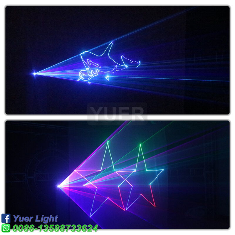 Proyektor Efek Laser Balok Pola Animasi Lumba-lumba RGB 500MW untuk Restoran Musik Konser Klub Pesta Bar Lampu Panggung Disko DJ