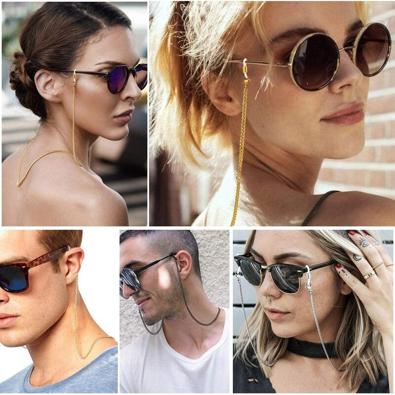 U7 Sturdy Eyeglasses Chain Accessory 28" for Men Women Unisex Glasses Chain Fashion Jewelry Stainless Steel Metal Cuban Chain