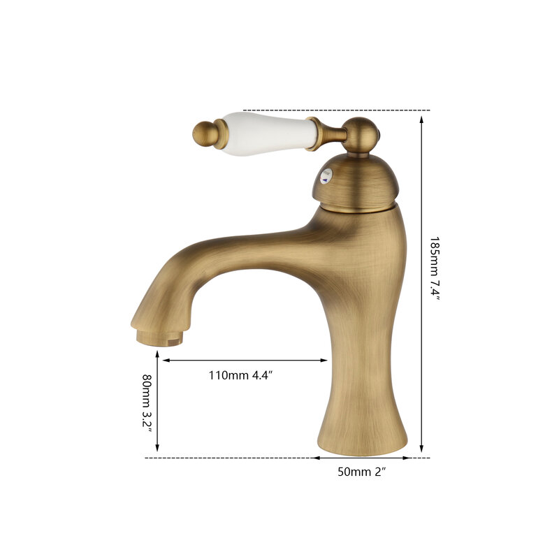 ZAPPO Antique Brass  Bathroom Basin Sink Faucet Hot Cold Mixer Deck Mounted Crane Basin Faucet Water Column Fuacets Mixer