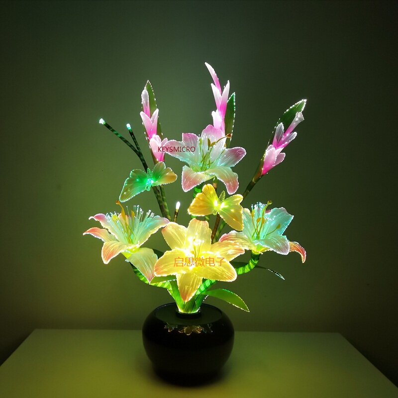 동적 요정 백합 나비 웨딩 장식 LED, 참신한 예술적 광섬유 꽃, 크리스마스 새해 파티 샵, 최신