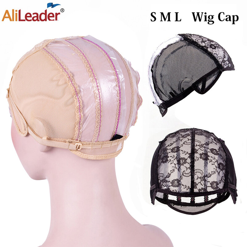 Alileader Cheap Adjustable Wig Caps S/M/L 1Pcs Base Cap Black Weaving Wig Tool Glueless Lace Wig Caps Weave Cap For Making A Wig